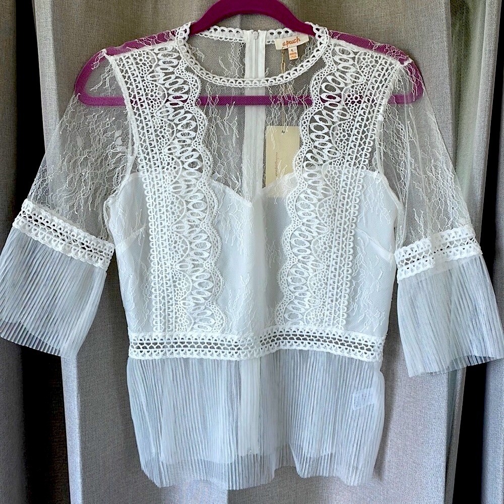 White Lace Detailed Women’s Blouse